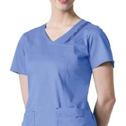 Maevn Blossom Triple Pin Tuck Mock Wrap Top Style - 1302 Sizes XS - 2XL Womens Medical