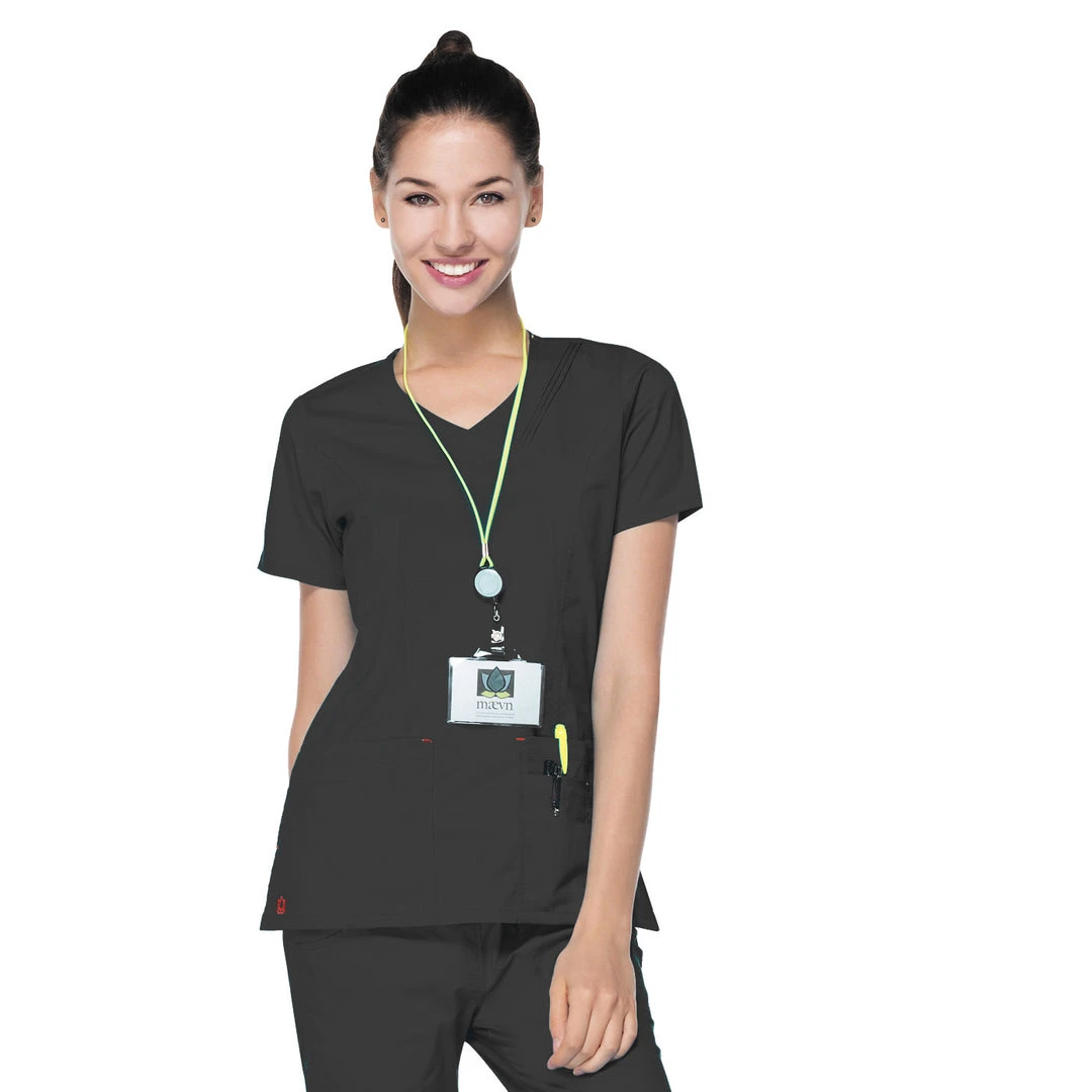 Maevn Blossom Triple Pin Tuck Mock Wrap Top Style - 1302 Sizes XS - 2XL Womens Medical