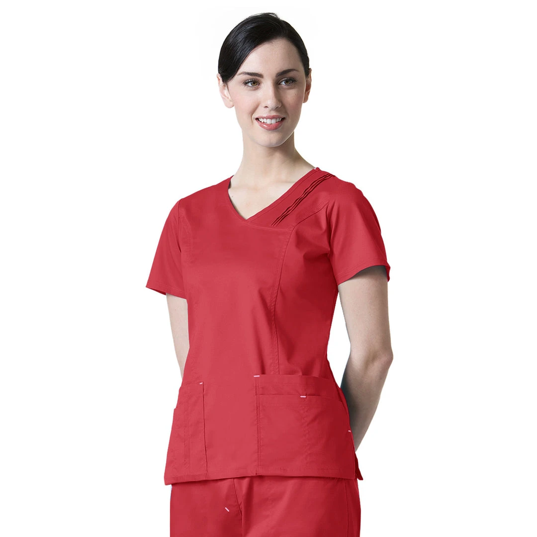 Maevn Blossom Triple Pin Tuck Mock Wrap Top Style - 1302 Sizes XS - 2XL Womens Medical