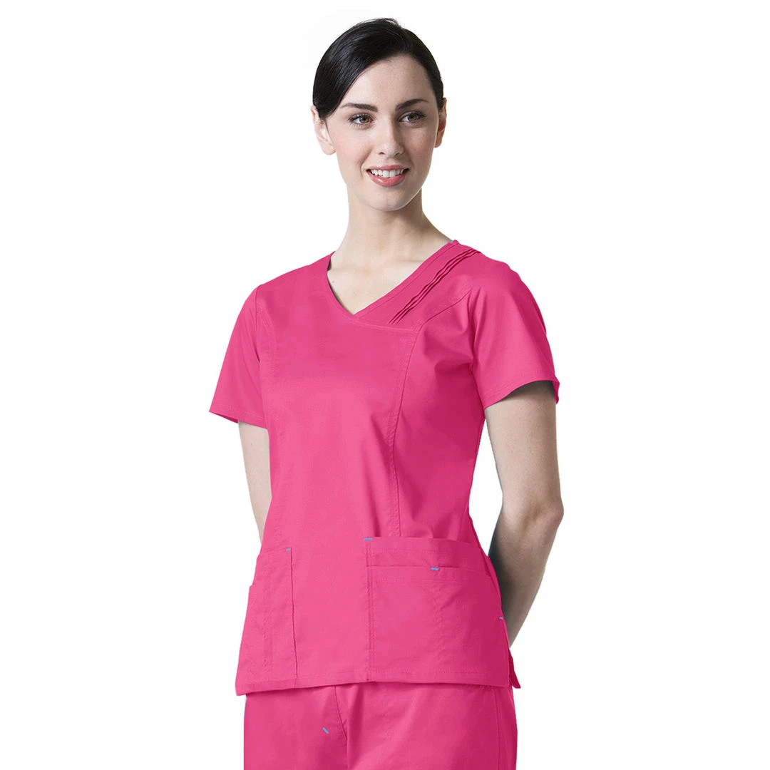 Maevn Blossom Triple Pin Tuck Mock Wrap Top Style - 1302 Sizes XS - 2XL Womens Medical