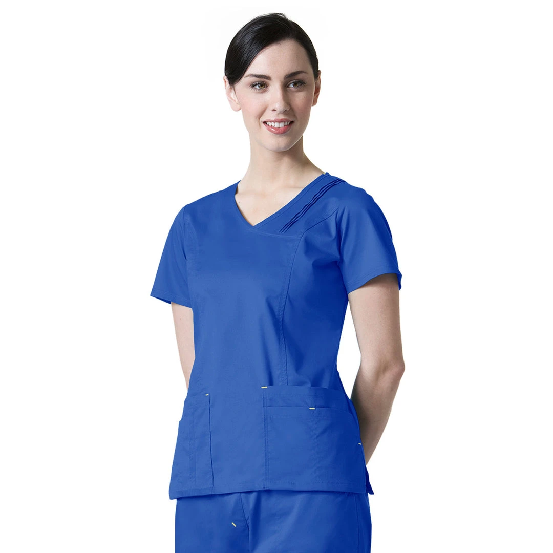 Maevn Blossom Triple Pin Tuck Mock Wrap Top Style - 1302 Sizes XS - 2XL Womens Medical