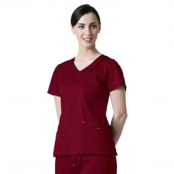 Maevn Blossom Triple Pin Tuck Mock Wrap Top Style - 1302 Sizes XS - 2XL Womens Medical