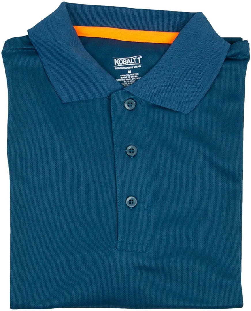 Jet Set Uniforms Kobalt 1 Performance Wear Mens Dry Fit Caribbean Blue Short Sleeve Polo Shirt Sizes S To 2XL