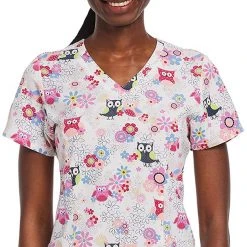 Maevn Women’s V-Neck Print Scrub Top 1747 WAH Sizes XS To L Womens Medical