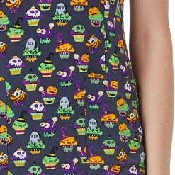 Maevn 1767 SPT Spooky Treats Printed V-Neck Scrub Top Sizes S To 2XL Womens Medical