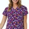Womens Medical Maevn Women's V-Neck Print Scrub Top 1767 COP Sizes S To XL