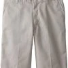 Dickies School Dickies Boys Silver Shorts Flat Front School Uniform Sizes 4 To 10