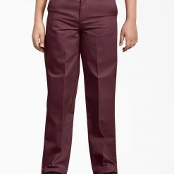 Dickies School Dickies Boys Burgundy Pants Flat Front School Uniform Sizes 4 To 20