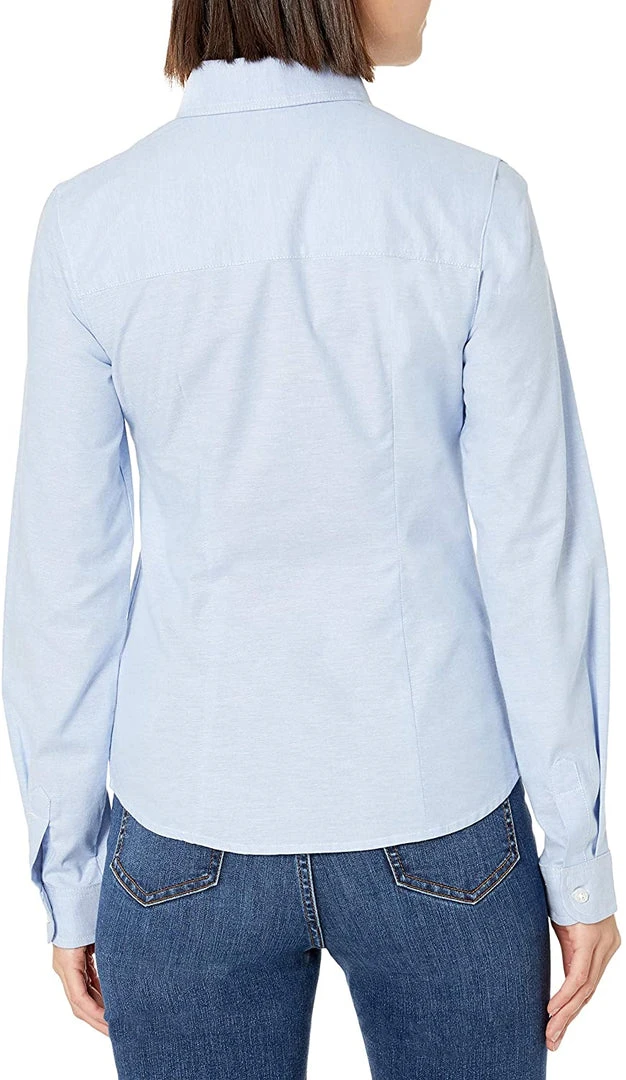Lee Juniors Light Blue Stretch Long Sleeve Oxford Blouse E9355JL Sizes S - XL Women/Junior