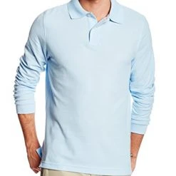 Lee Men's Light Blue Long Sleeve Modern Fit Polo Shirt A9441YL Sizes S To XL