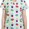 Maevn 1767 BFZ Brain Freeze Printed V-Neck Scrub Top Sizes XS To 2XL Womens Medical