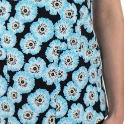 Maevn 1767 BLD Blossom Dreams Flowers Printed Curved V-Neck Top Sizes S & M