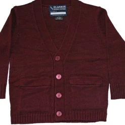 Classic Kids Anti-Pill Burgundy V-Neck CardiganSizes 4 - 20 Girls
