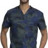 Dickies Medical Printed Tops Dickies Men's Print Scrub Top DK611 LEUP V-Neck Medical Uniform Sizes 2XL To 5XL