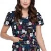 Dickies Medical Dickies Women’s V-Neck Print Scrub Top DK700 SITD Sizes S To XL Womens Medical