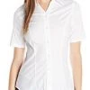 Lee Juniors Women Short Sleeve Stretch White Work Shirt E9385JL Sizes S - 3XL