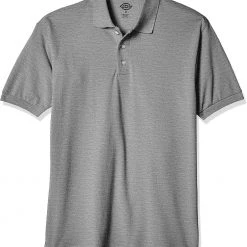 Dickies School Dickies Men's Heather Gray Short-Sleeve Pique Polo Shirt KS5552-HGR Size XL