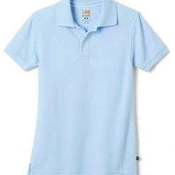 Girls Lee Uniform Short Sleeve Kids Pique Polo - Light BlueSizes XS - XXL