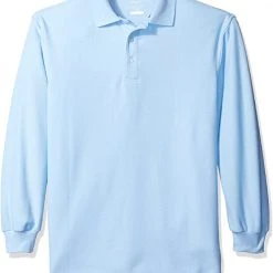 French Toast Mens Long Sleeve Pique Polo Shirt Sizes S - 3XL White, Light Blue, Red