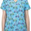 Womens Medical Maevn 1767 PSR Pawsome Ride Printed V-Neck Scrub Top Sizes XS To XL