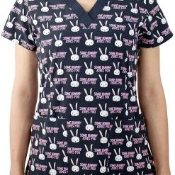 Maevn 1767 SBU Some Bunny Loves You Printed Scrub Top Sizes M & L