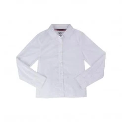 Women/Junior French Toast Juniors White Long Sleeve Pointed Collar Blouse SE9325JL Sizes 42-46