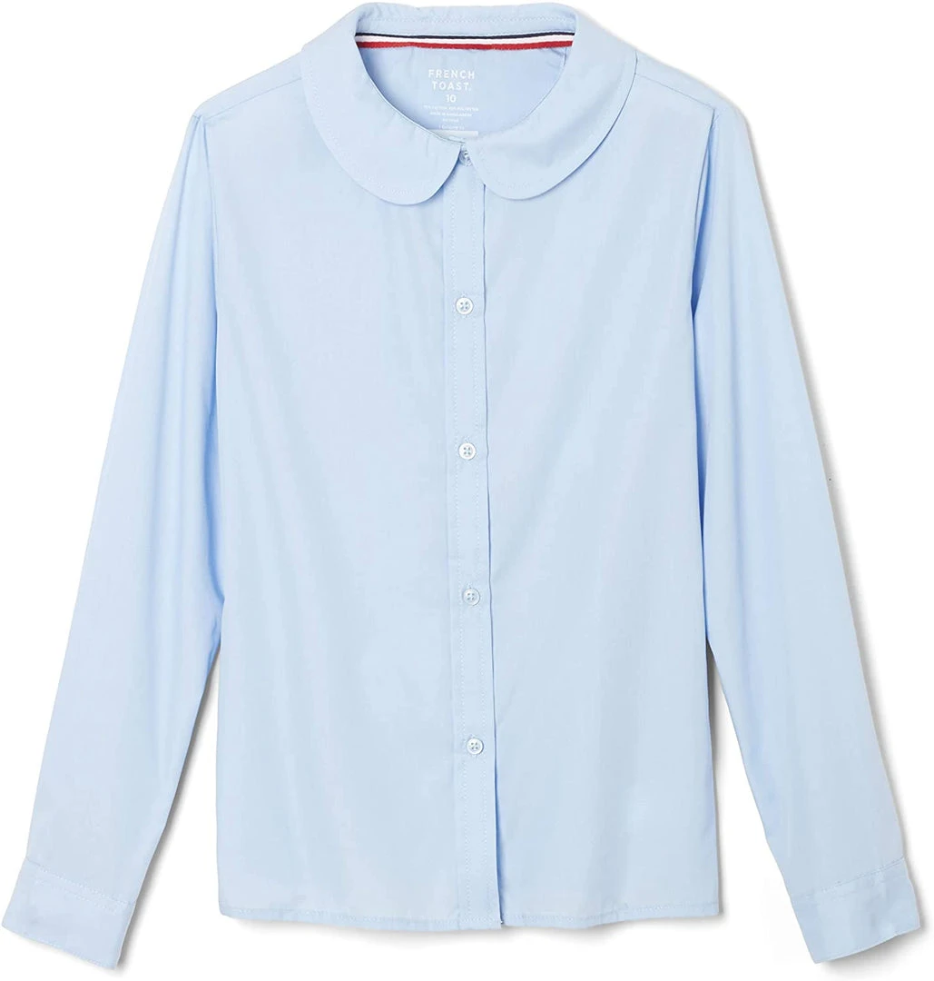 Women/Junior French Toast Juniors Light Blue Long Sleeve Peter Pan Blouse SE9384P Sizes 42 - 46