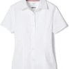 French Toast Girls White Short Sleeve Stretch Blouse SE9393 Sizes 4 - 6X