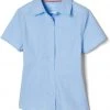 French Toast Juniors Light Blue Short Sleeve Stretch Blouse SE9393JL Sizes S - XL Women/Junior