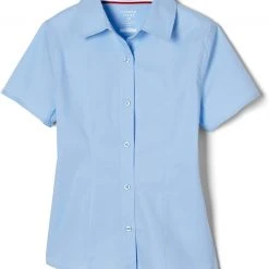 French Toast Juniors Light Blue Short Sleeve Stretch Blouse SE9393JL Sizes S - XL Women/Junior