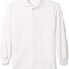 French Toast Mens Long Sleeve Pique Polo Shirt Sizes S - 3XL White, Light Blue, Red