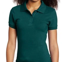 Lee Uniforms Juniors Hunter Green Short Sleeve Stretch Pique Polo A9438JL Sizes 2XL - 3XL Women/Junior