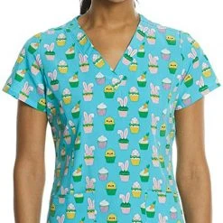 Maevn Women’s V-Neck Print Scrub Top 1767 BUC Sizes XS To XL