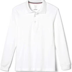 French Toast Boys White Long Sleeve Interlock Polo SA9087 Sizes 20/XL/2XL