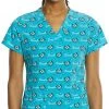 Maevn Women's Curved V-Neck Print Scrub Top 1767 SBR Sizes XS - 3XL Womens Medical