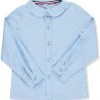 French Toast Girls Light Blue Blouse SE9359 Long Sleeve Peter Pan Collar Sizes 5 -20